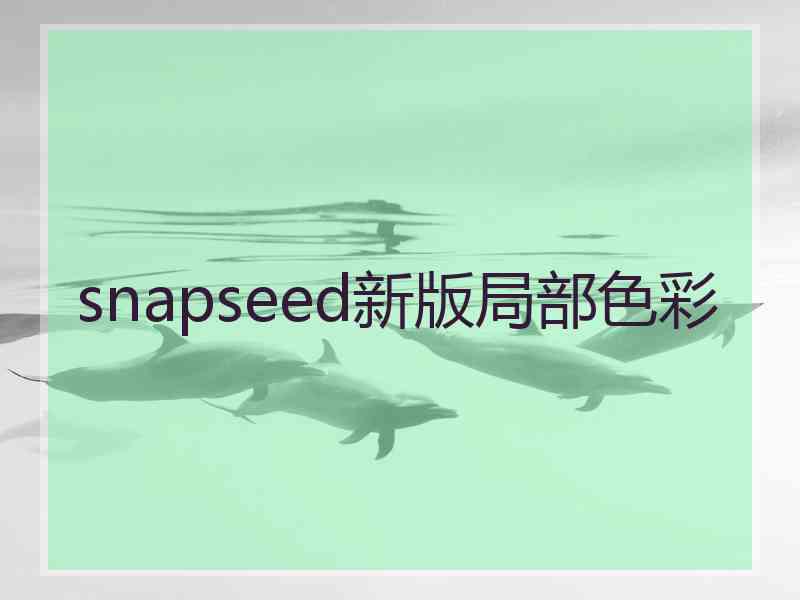 snapseed新版局部色彩