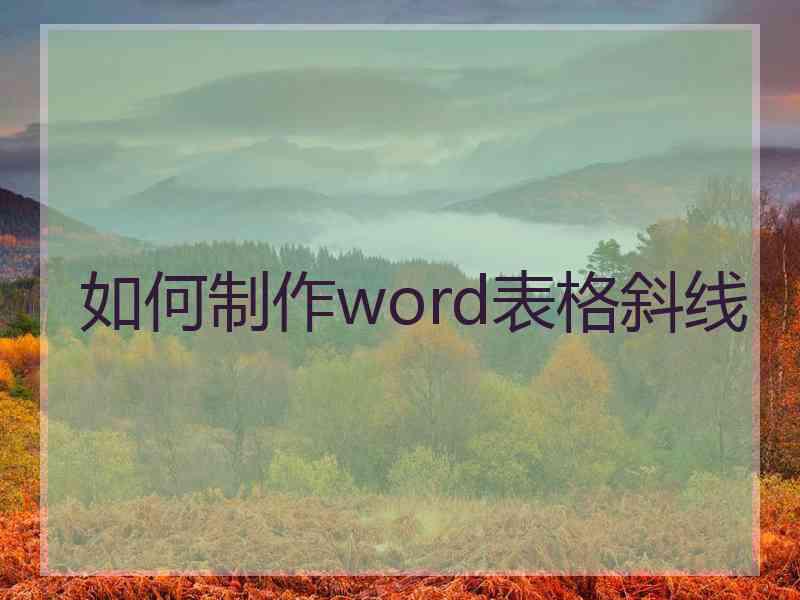 如何制作word表格斜线