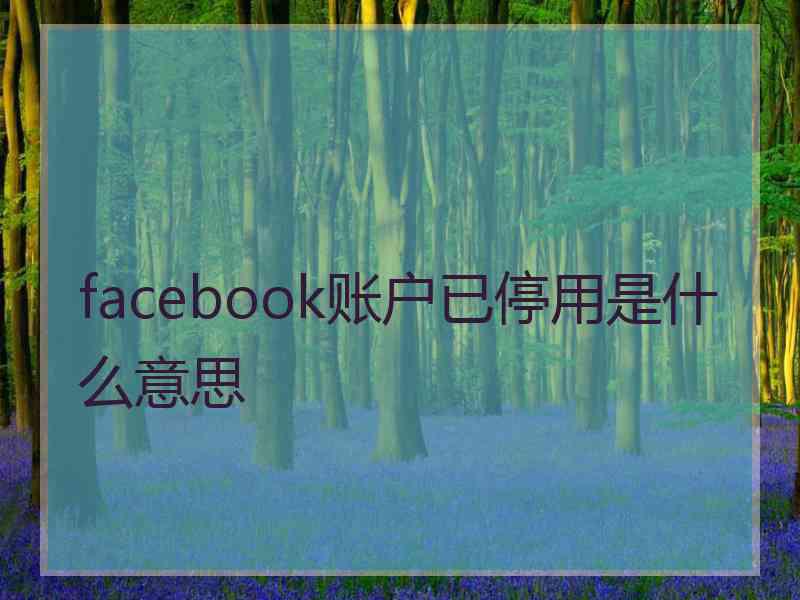 facebook账户已停用是什么意思