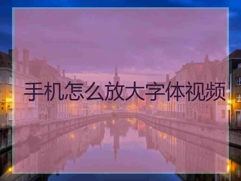 手机怎么放大字体视频