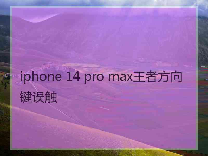 iphone 14 pro max王者方向键误触