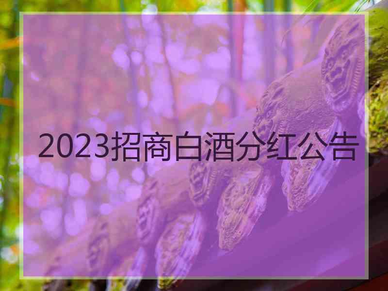 2023招商白酒分红公告