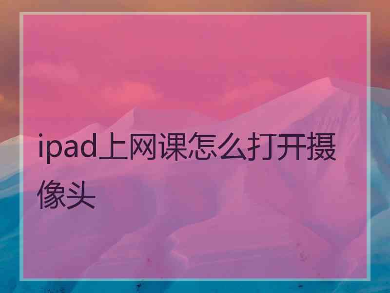 ipad上网课怎么打开摄像头