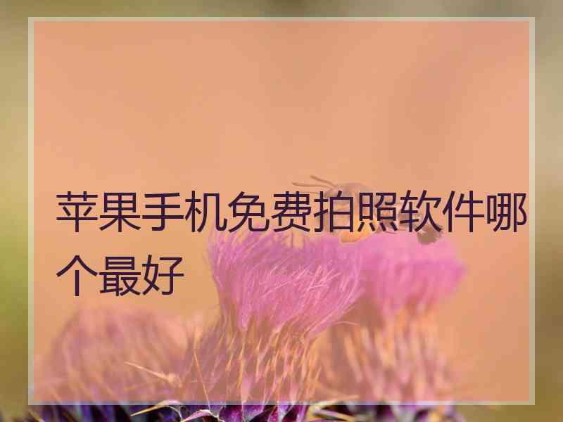 苹果手机免费拍照软件哪个最好