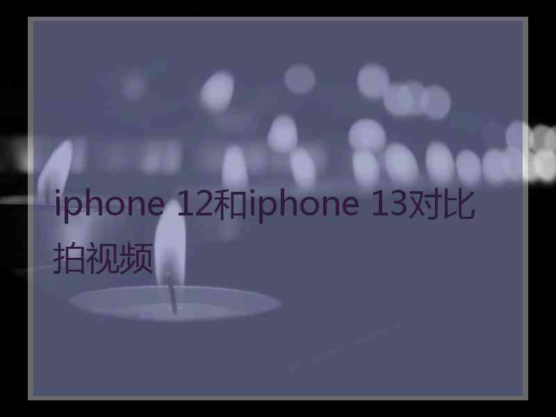 iphone 12和iphone 13对比拍视频