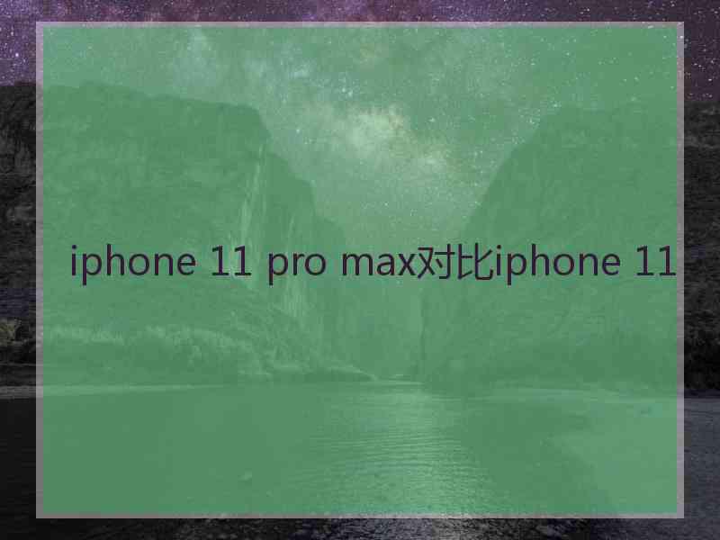 iphone 11 pro max对比iphone 11