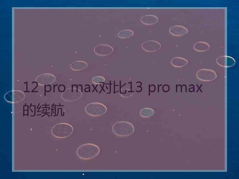 12 pro max对比13 pro max的续航