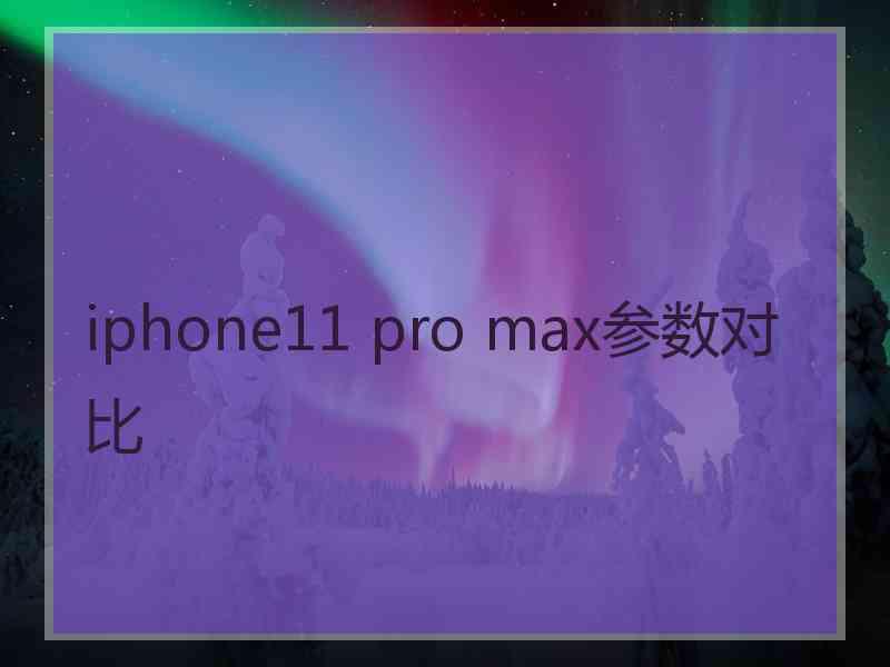 iphone11 pro max参数对比