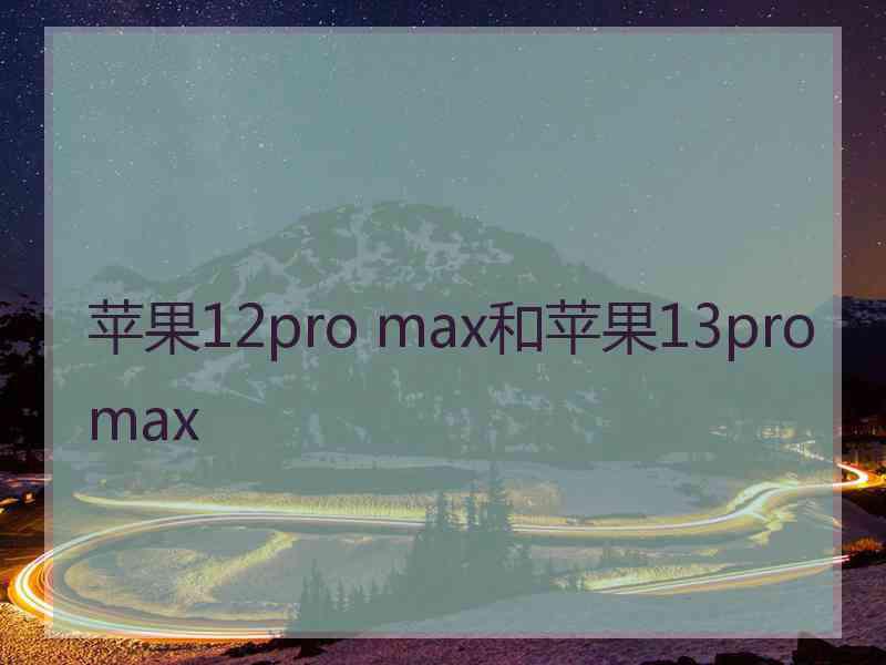 苹果12pro max和苹果13promax