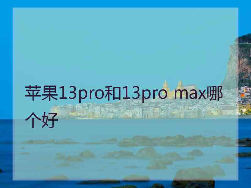 苹果13pro和13pro max哪个好