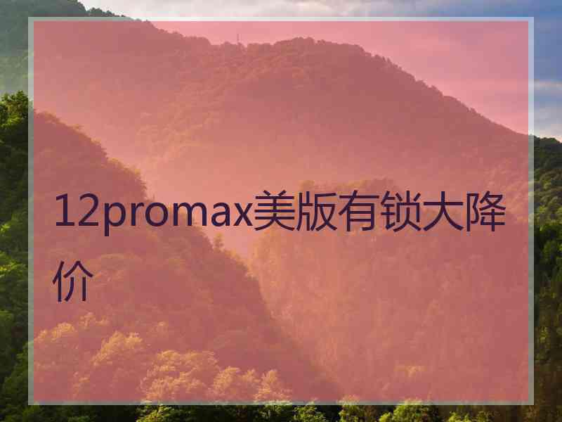 12promax美版有锁大降价