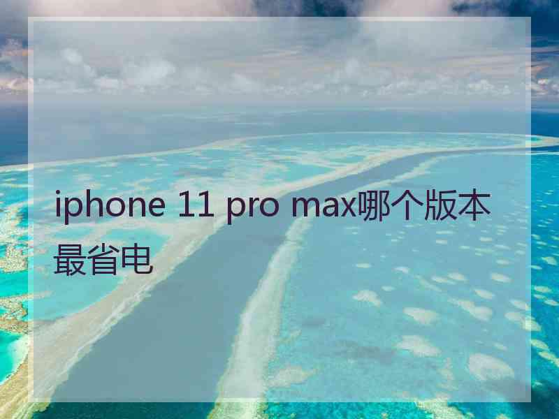 iphone 11 pro max哪个版本最省电