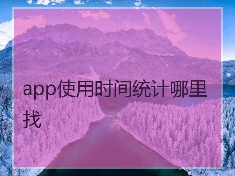 app使用时间统计哪里找