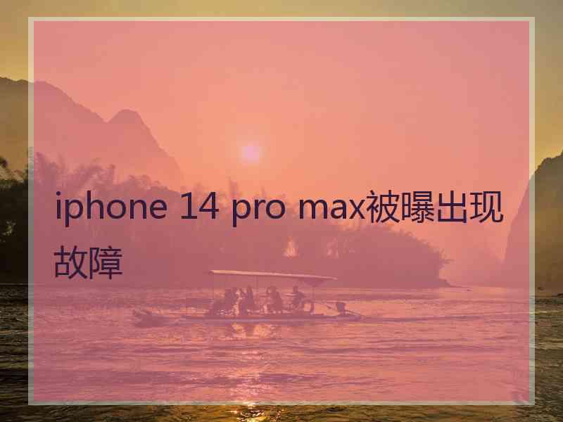 iphone 14 pro max被曝出现故障