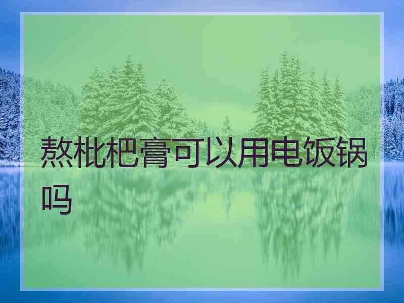 熬枇杷膏可以用电饭锅吗