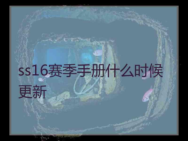 ss16赛季手册什么时候更新