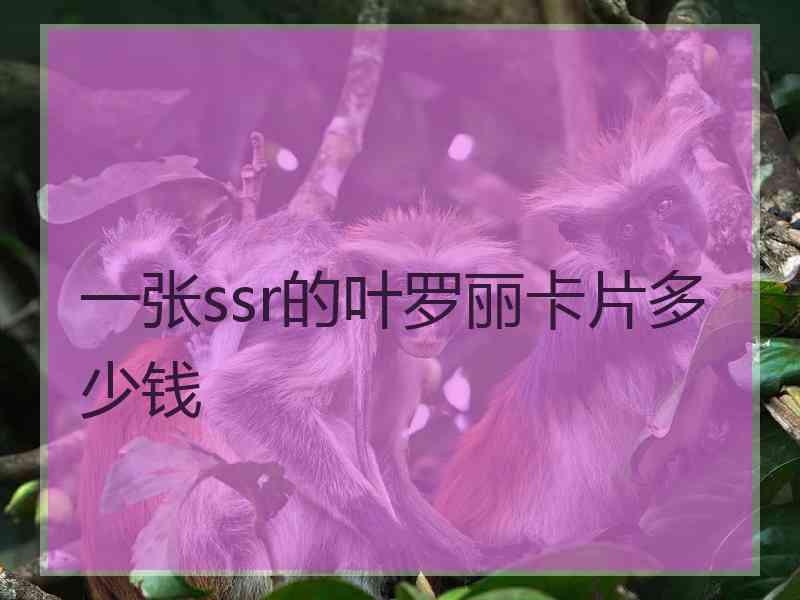 一张ssr的叶罗丽卡片多少钱