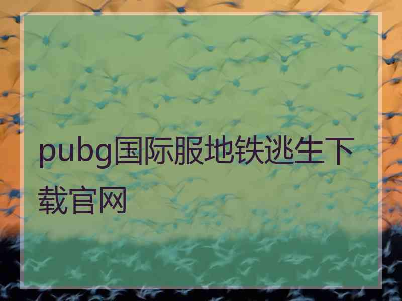 pubg国际服地铁逃生下载官网