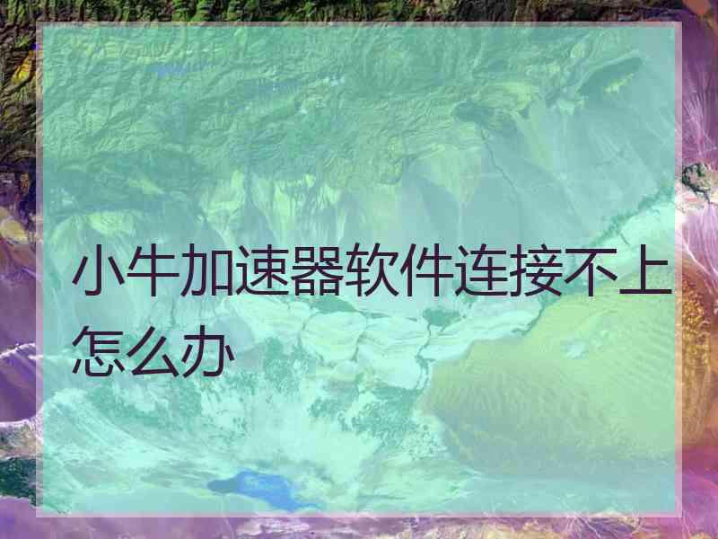 小牛加速器软件连接不上怎么办