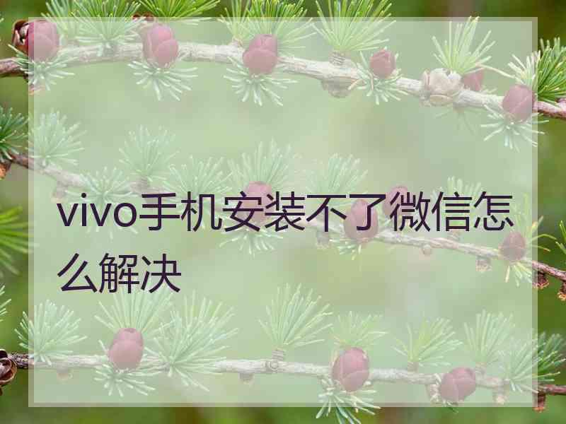 vivo手机安装不了微信怎么解决