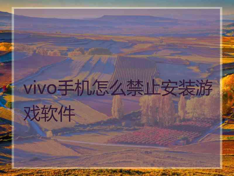 vivo手机怎么禁止安装游戏软件