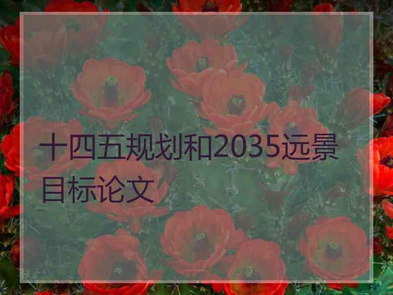 十四五规划和2035远景目标论文