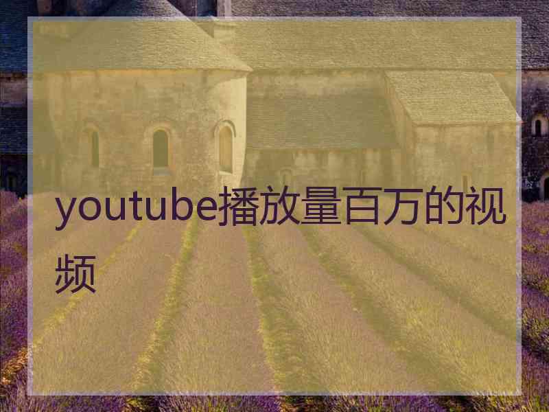 youtube播放量百万的视频