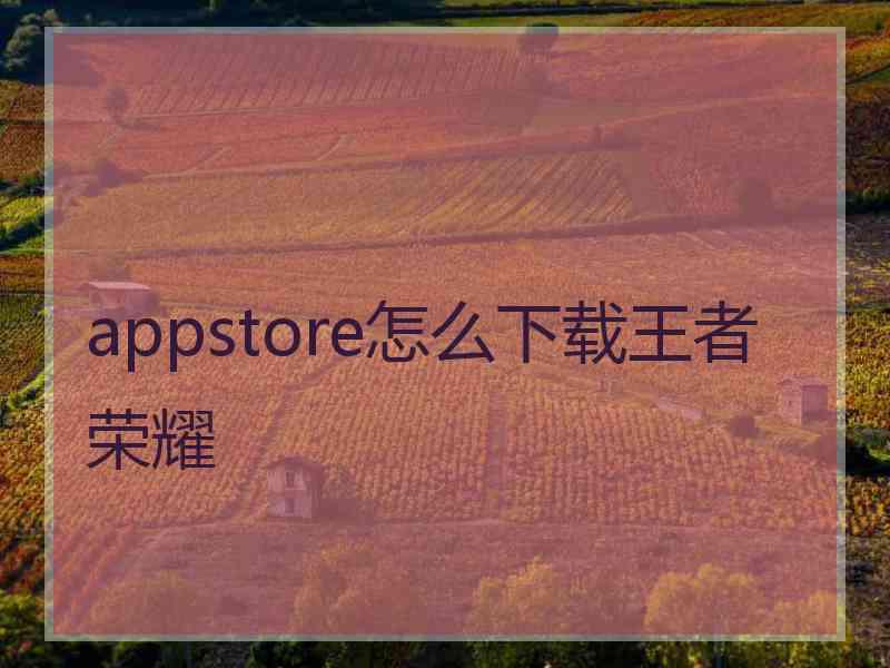 appstore怎么下载王者荣耀