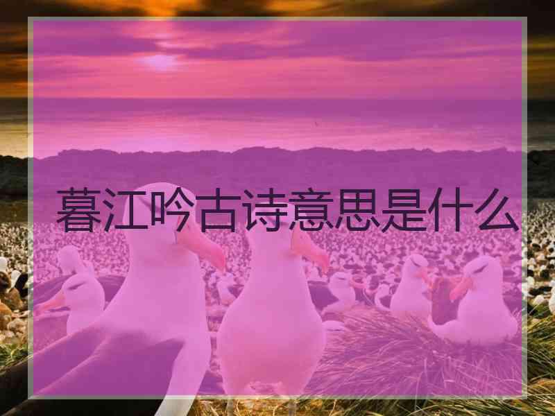 暮江吟古诗意思是什么