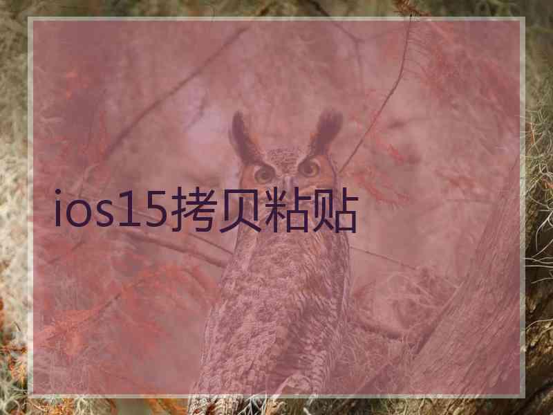 ios15拷贝粘贴