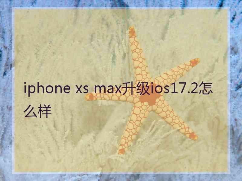 iphone xs max升级ios17.2怎么样