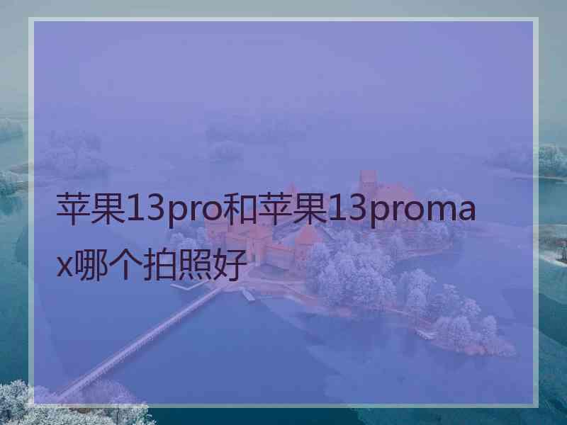 苹果13pro和苹果13promax哪个拍照好