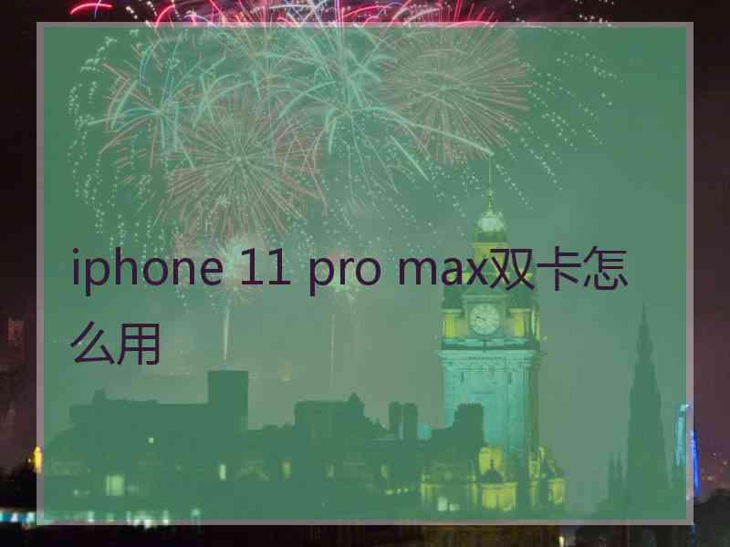 iphone 11 pro max双卡怎么用