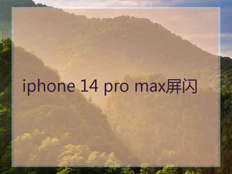 iphone 14 pro max屏闪