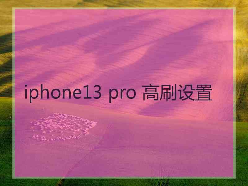 iphone13 pro 高刷设置