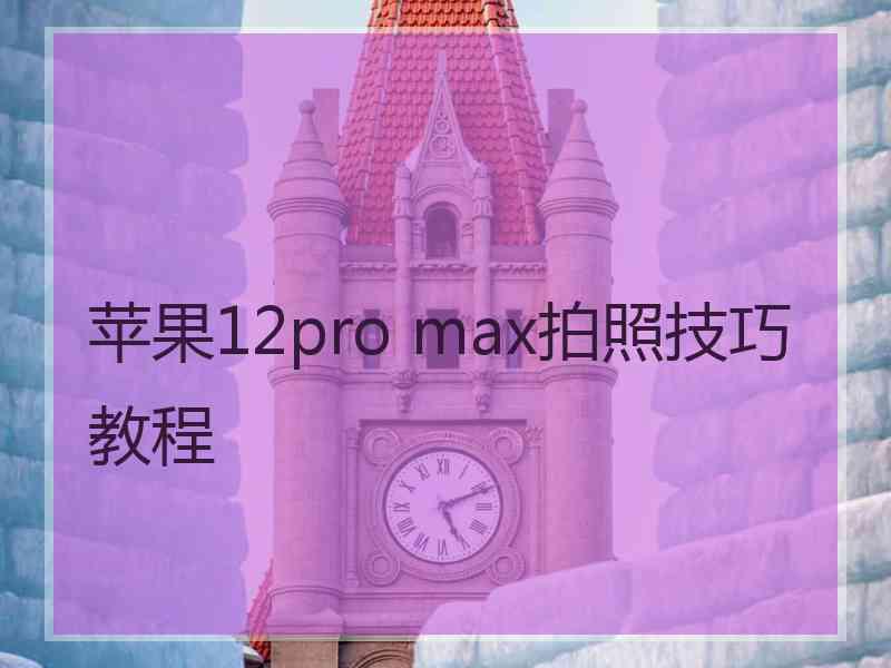 苹果12pro max拍照技巧教程