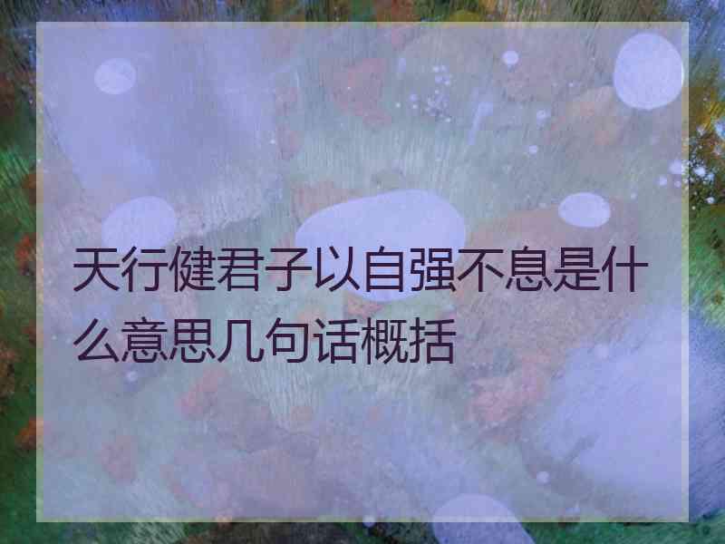 天行健君子以自强不息是什么意思几句话概括