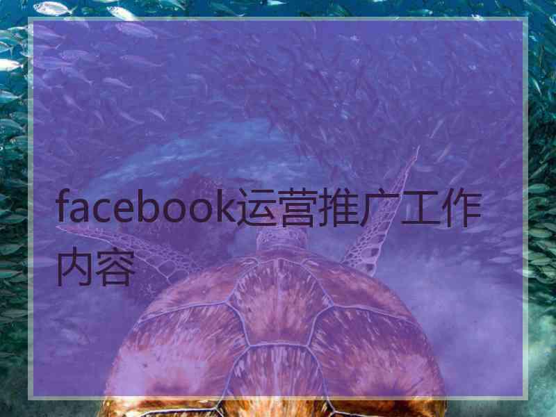 facebook运营推广工作内容