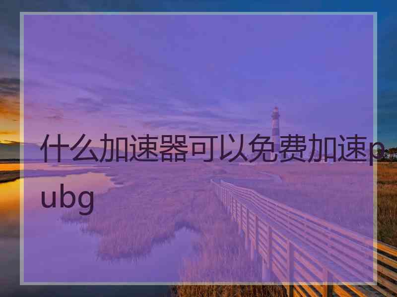 什么加速器可以免费加速pubg