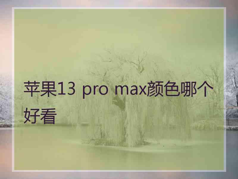 苹果13 pro max颜色哪个好看