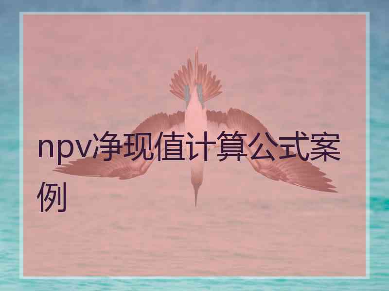 npv净现值计算公式案例