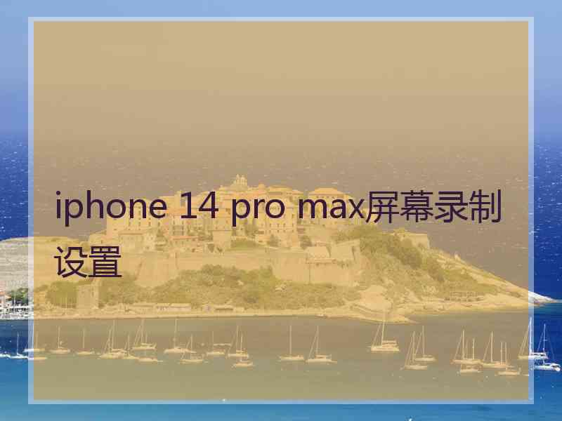 iphone 14 pro max屏幕录制设置