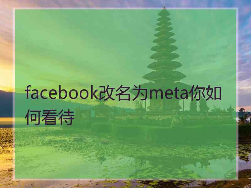 facebook改名为meta你如何看待