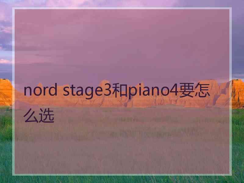 nord stage3和piano4要怎么选