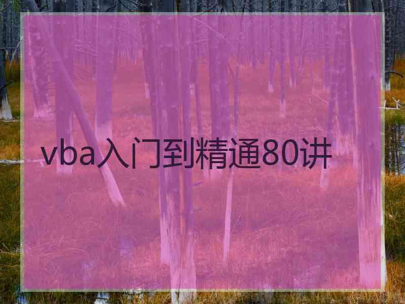 vba入门到精通80讲