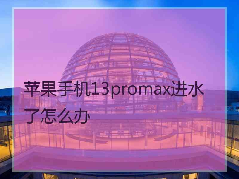 苹果手机13promax进水了怎么办