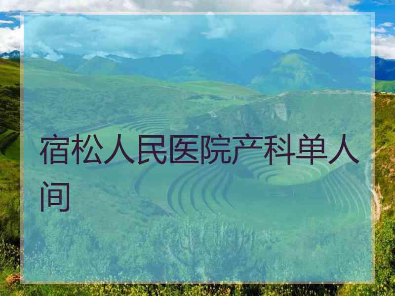 宿松人民医院产科单人间