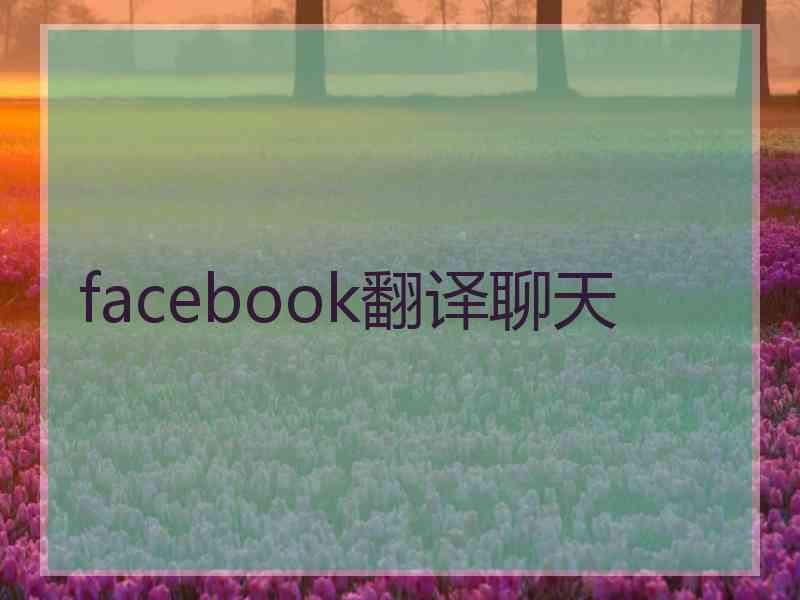 facebook翻译聊天