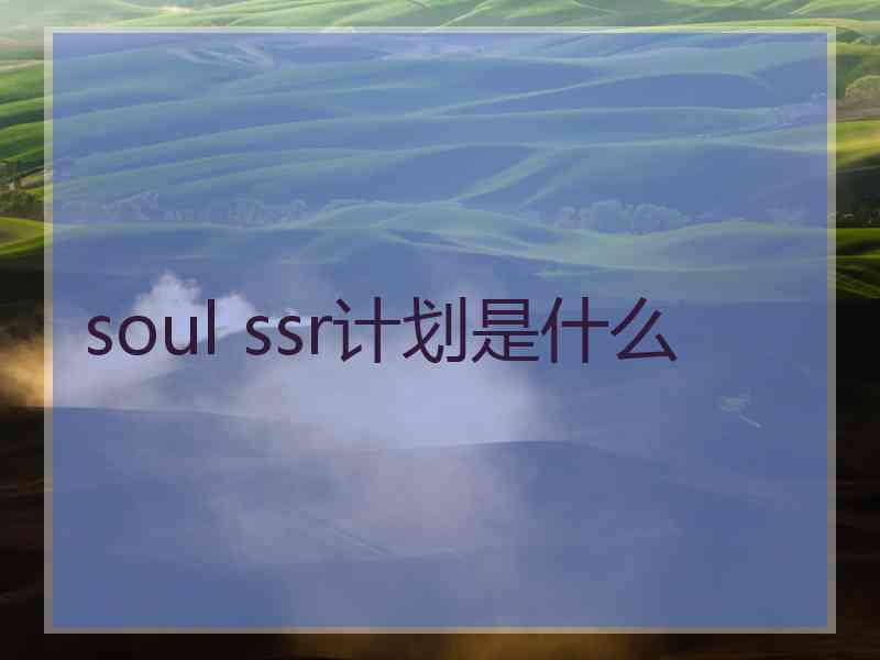 soul ssr计划是什么