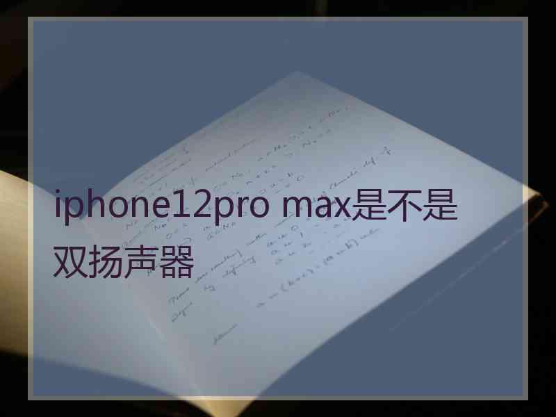 iphone12pro max是不是双扬声器